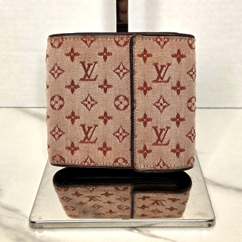 Louis Vuitton Mini Lin Red Monogram Compact Wallet